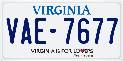 VA license plate VAE7677