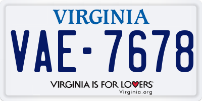 VA license plate VAE7678