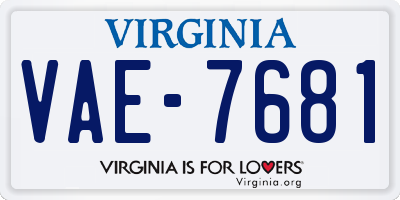 VA license plate VAE7681