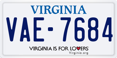VA license plate VAE7684