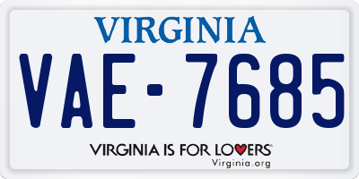 VA license plate VAE7685