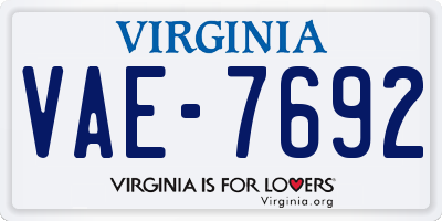 VA license plate VAE7692