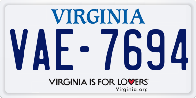 VA license plate VAE7694