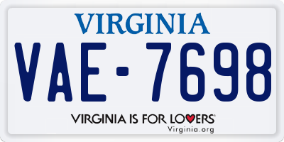 VA license plate VAE7698