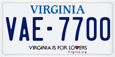 VA license plate VAE7700