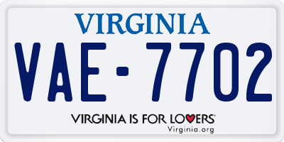 VA license plate VAE7702