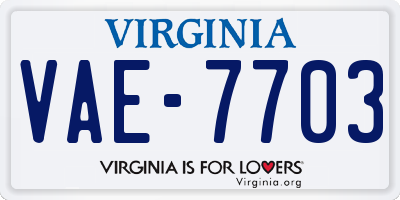 VA license plate VAE7703