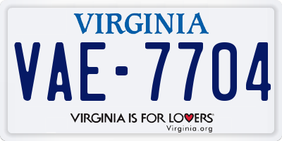 VA license plate VAE7704