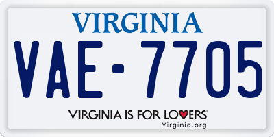 VA license plate VAE7705