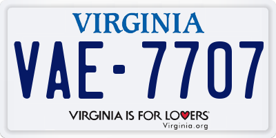 VA license plate VAE7707