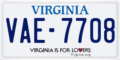 VA license plate VAE7708
