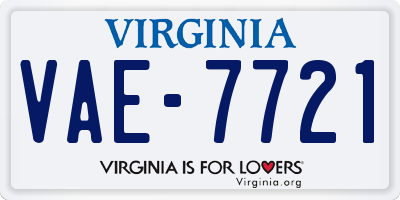 VA license plate VAE7721