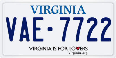 VA license plate VAE7722