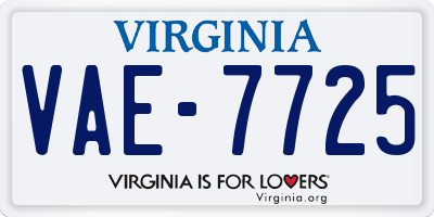 VA license plate VAE7725