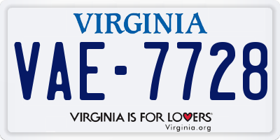 VA license plate VAE7728