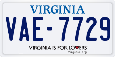 VA license plate VAE7729