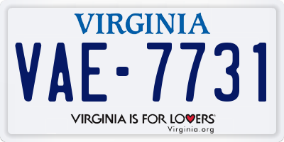 VA license plate VAE7731