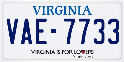 VA license plate VAE7733
