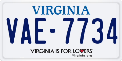 VA license plate VAE7734