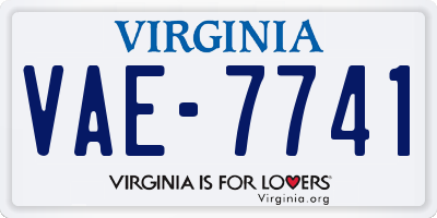 VA license plate VAE7741