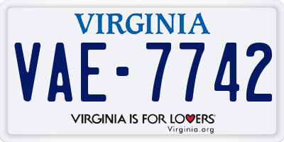 VA license plate VAE7742
