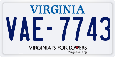 VA license plate VAE7743