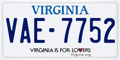 VA license plate VAE7752