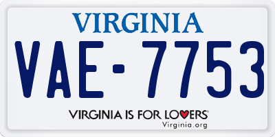 VA license plate VAE7753