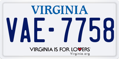 VA license plate VAE7758