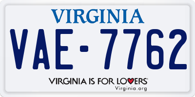 VA license plate VAE7762