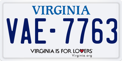 VA license plate VAE7763