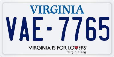 VA license plate VAE7765