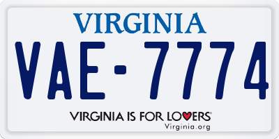 VA license plate VAE7774