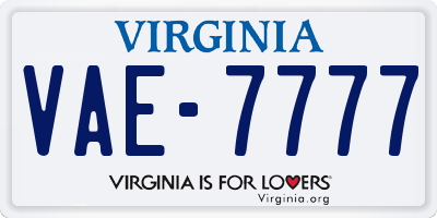 VA license plate VAE7777