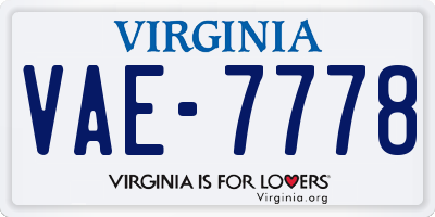 VA license plate VAE7778