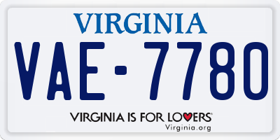 VA license plate VAE7780