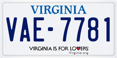 VA license plate VAE7781