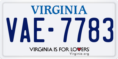 VA license plate VAE7783