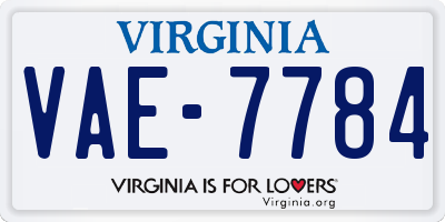 VA license plate VAE7784