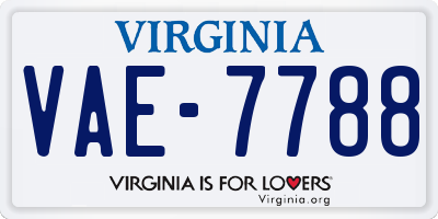VA license plate VAE7788