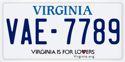 VA license plate VAE7789