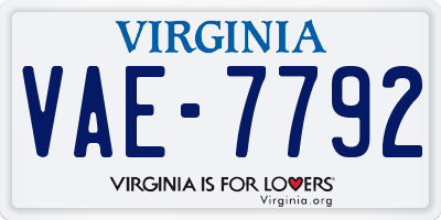 VA license plate VAE7792