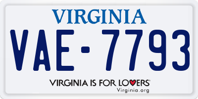 VA license plate VAE7793