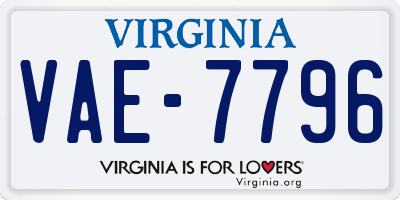 VA license plate VAE7796