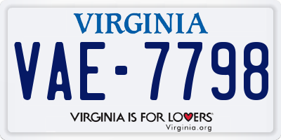 VA license plate VAE7798