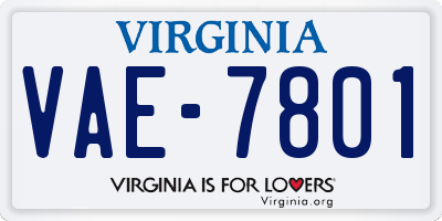 VA license plate VAE7801