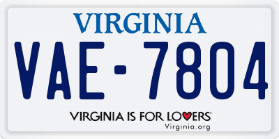VA license plate VAE7804