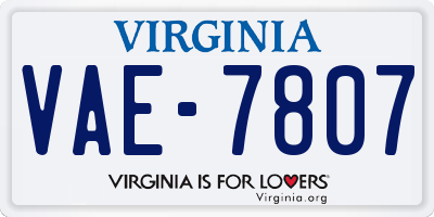 VA license plate VAE7807