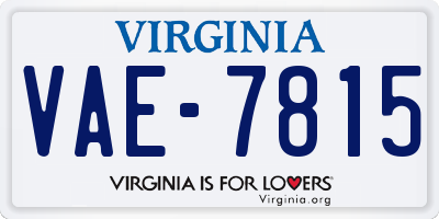 VA license plate VAE7815