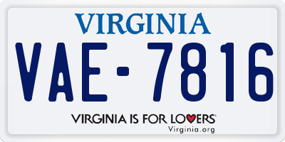 VA license plate VAE7816